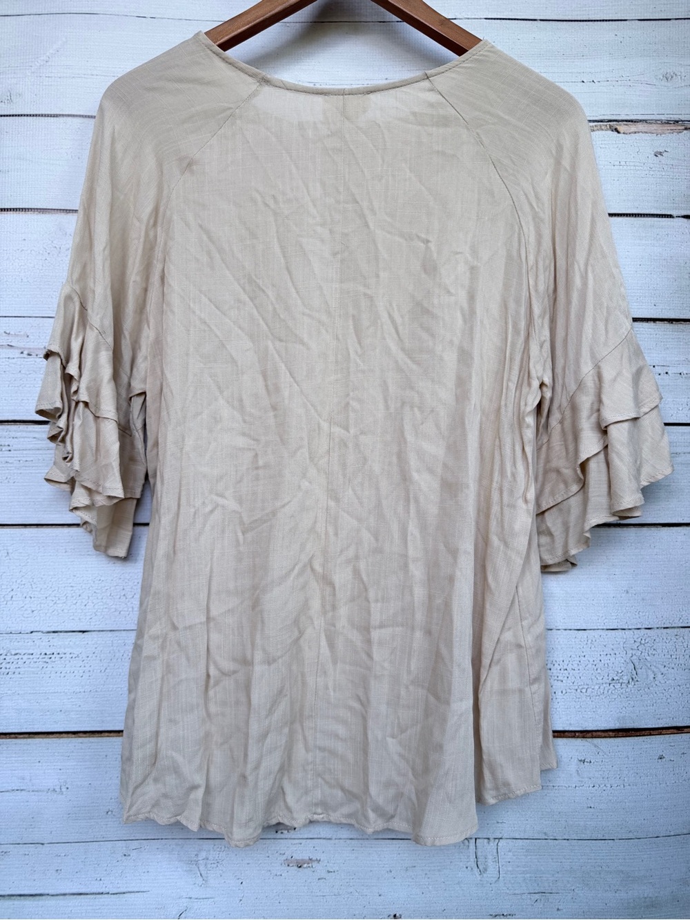 1.4.3. Story by Line Up Beige Ruffle Sleeve Blouse - Picture 6 of 6